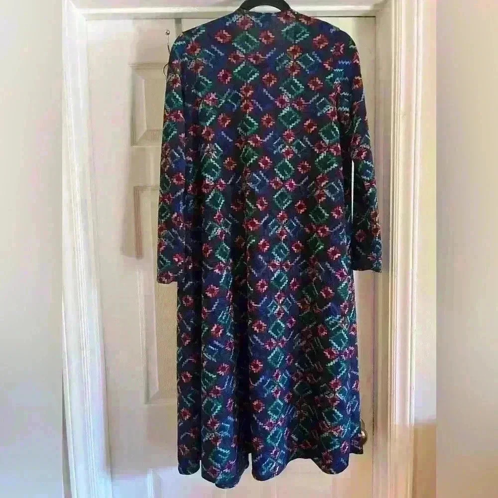 LuLaRoe Duster Long Cardigan Size Small Open Front Colorful Geometric Chore - Picture 3 of 7